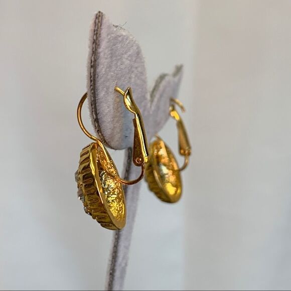 GOLD dangling rhinestone embellished earrings - Picture 3 of 8